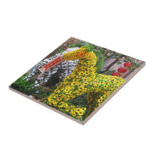 Häståret 春 節 馬 ... Kinesisk blomtopp Kakelplatta