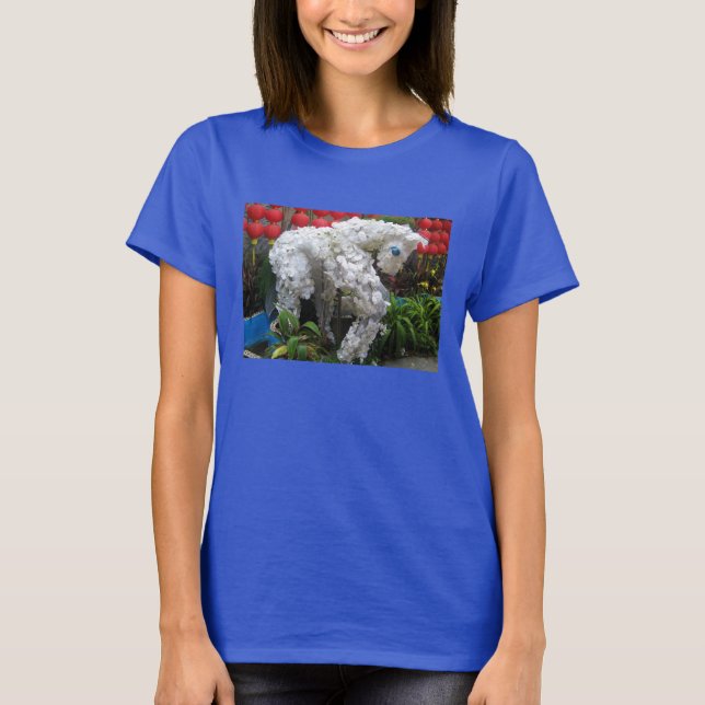 Häståret | 春 節 馬 ... Kinesisk blomtopp Tee Shirt (Framsida)