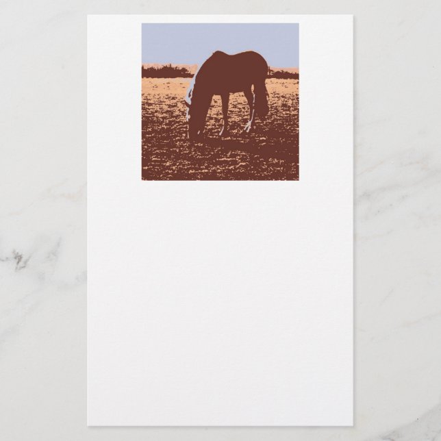 Hästbetande poppgrafik brevpapper (Framsida)