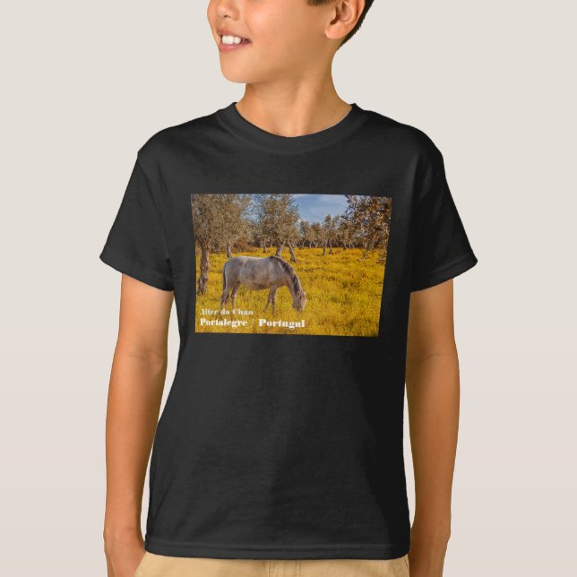 Hästbete i gula blommor t shirt (Framsida)