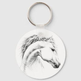 Hästblyertspennan teckning Ekvestrian porträtt Nyckelring