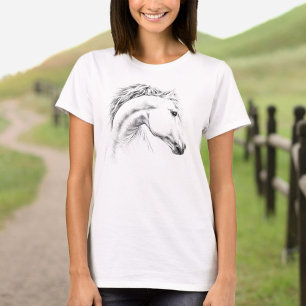 Hästblyertspennan teckning Ekvestrian porträtt T Shirt