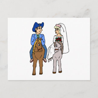 Hästbröllop Brud Brudgum Häst Tema Häst Vykort