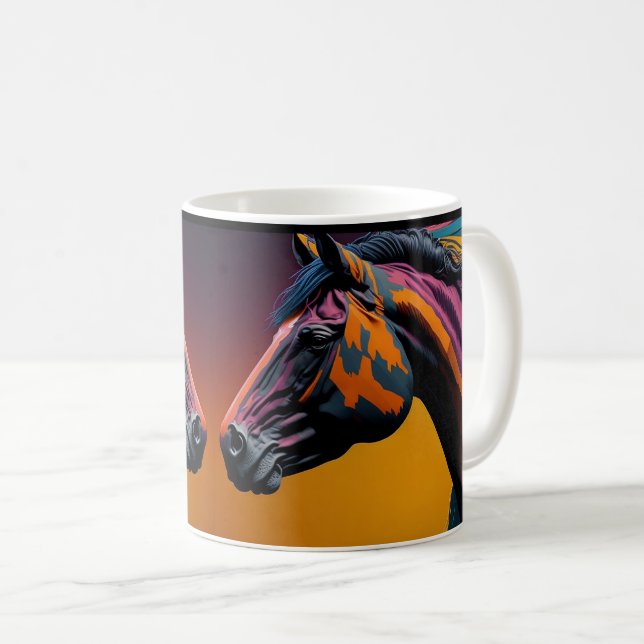 Hästdesign, rustik bondgårdsdjurskonst kopp (Framsida höger)