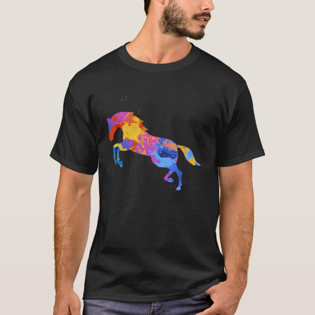 Hästdesigner Färgglada hästkläder T Shirt (Framsida)