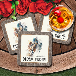 Hästdjur Derby Party Brown Underlägg Papper Kvadrat