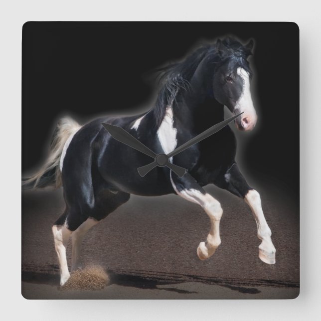 Hästdjur Porträtt VIII Fyrkantig Klocka (Framsida)