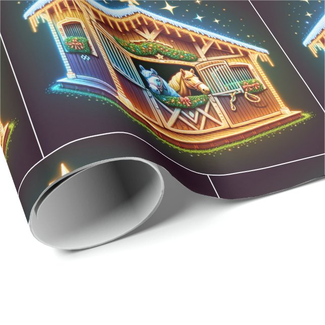 Hästdjur som dekorerats för jul och hästar presentpapper (Rullad Hörn)