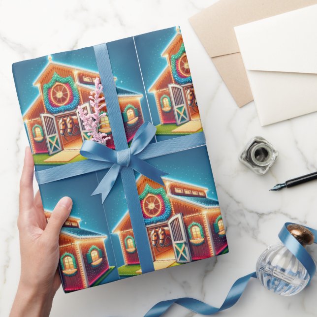 Hästdjur som dekorerats för jul och hästar presentpapper (Gifting)
