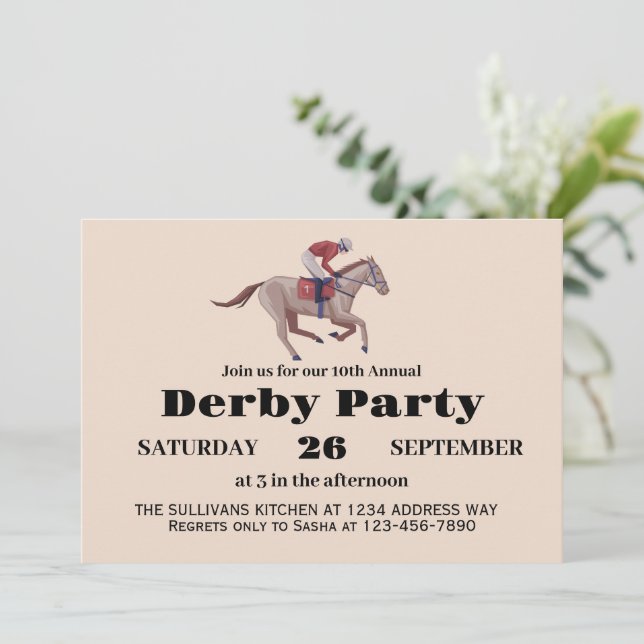 Hästdjur Tävla Birthday Derby Party Inbjudningar (Stående Fram)