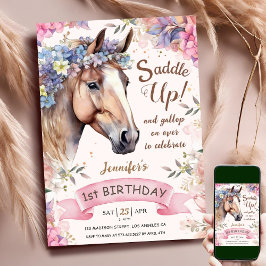 Hästen 1:a födelsedagen CowGirl Saddle Up! Inbjudningar