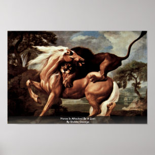 Hästen anfallas av ett lejont av Stubbs George Poster