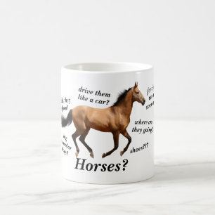 Hästen ifrågasätter kaffemugg