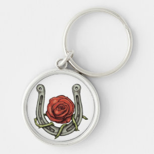 Hästen skor & rosa Keychain Rund Silverfärgad Nyckelring