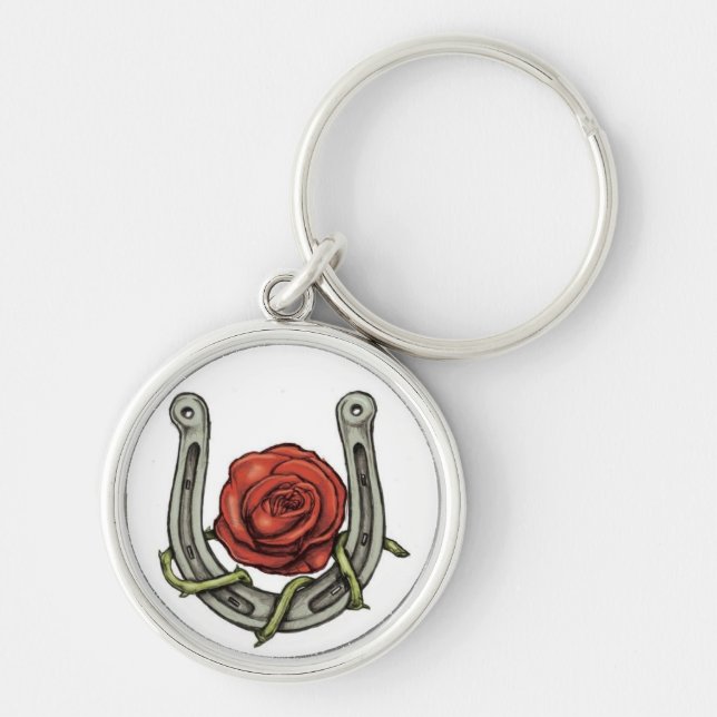 Hästen skor & rosa Keychain Rund Silverfärgad Nyckelring (Framsidan)