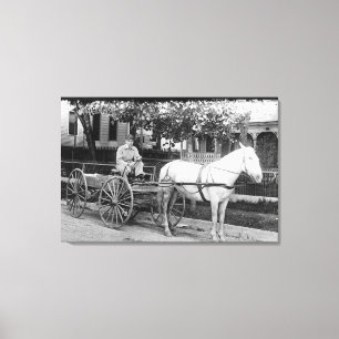 Hästen som drar leveransvagn, fotograferar canvastryck