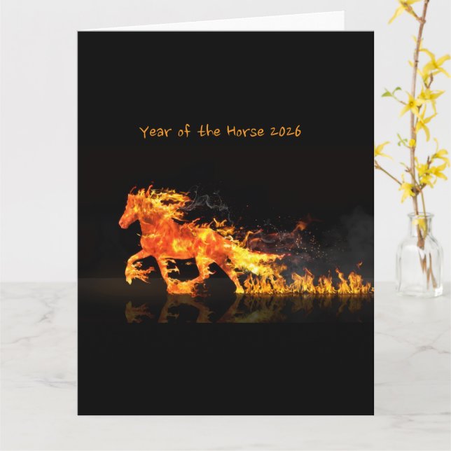 Hästens år 2026 (Eldhäst) Kort (Gul blomma)