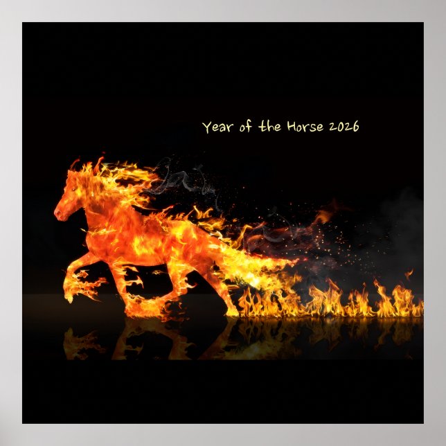 Hästens år 2026 (Eldhäst) Poster (Framsidan)