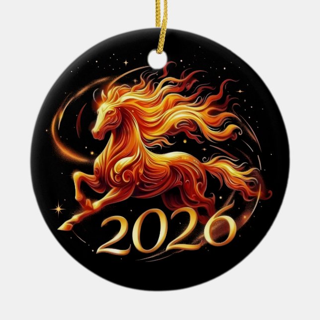 Hästens år 2026 julgransprydnad keramik (Framsidan)
