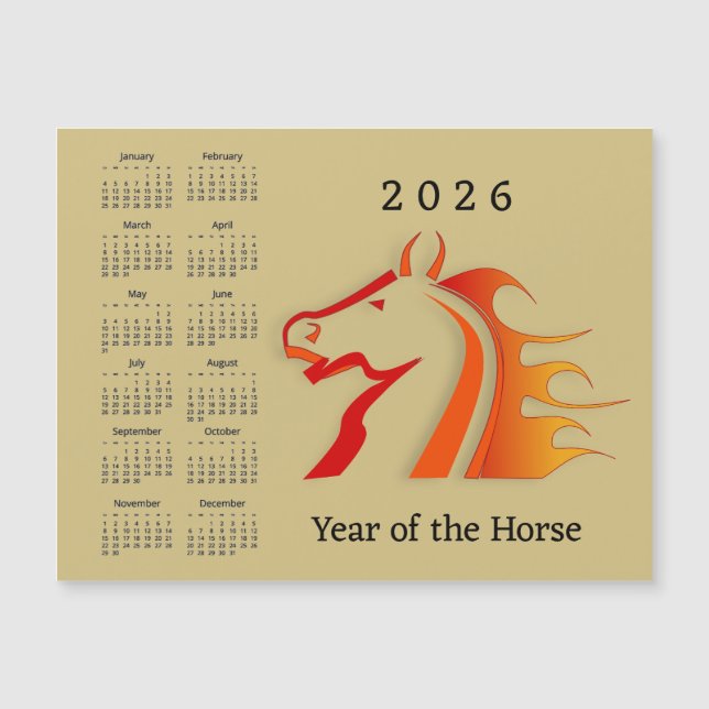 Hästens år 2026 Kalender Magnetkort (Framsida)