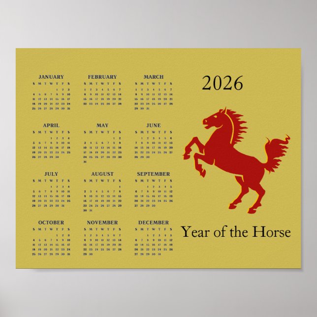Hästens år 2026 kalenderposter poster (Framsidan)