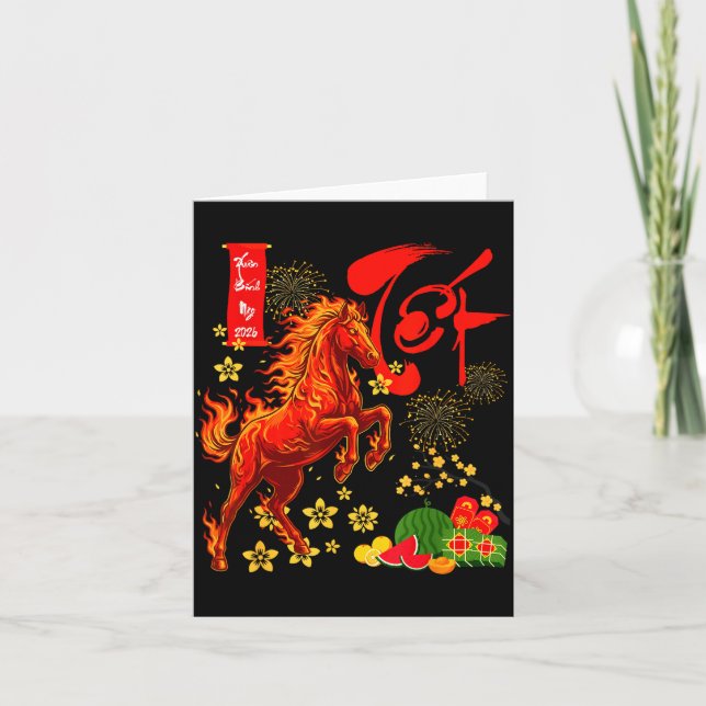 Hästens år Lunar Vietnamesiska Nyår Eld H Kort (Framsida)