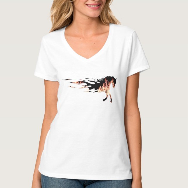 Hästflammor, hästlogotyp, häst t shirt (Framsida)