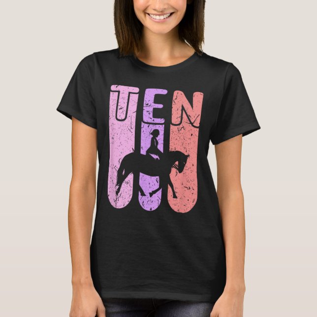 Hästflicka 10:e födelsedagen  t shirt (Framsida)