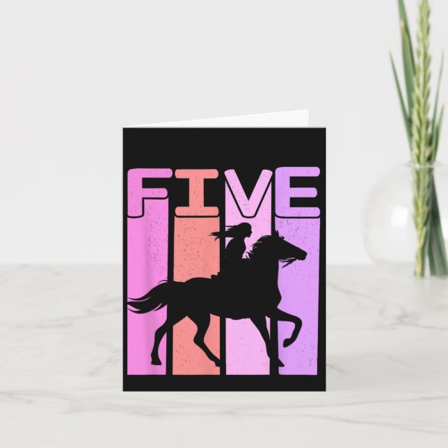 Hästflicka 5:e födelsedagen  5 år kort (Framsida)