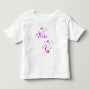 Hästflicka i lila med typsnitt i form av hästhuvud t shirt