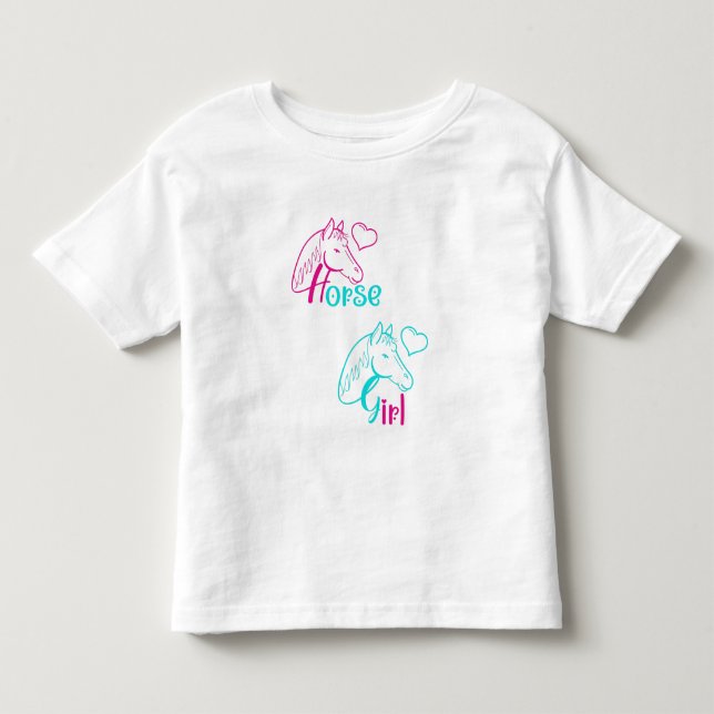 Hästflicka i rosa och turkos t shirt (Framsida)