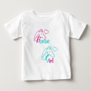 Hästflicka i rosa och turkos t shirt