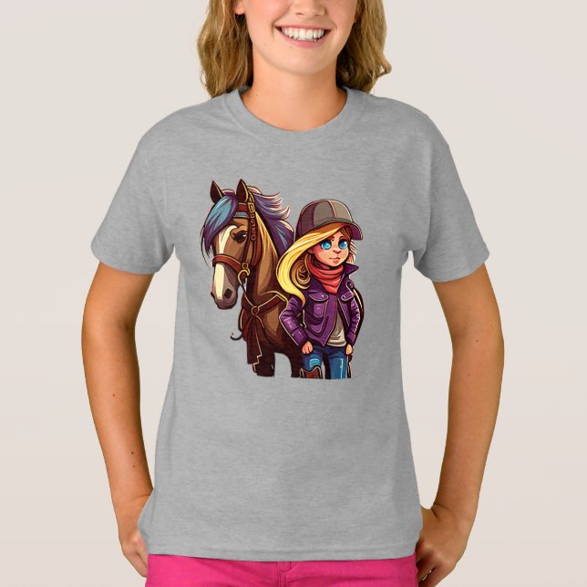 Hästflickor roliga, söta ponny t shirt (Framsida)