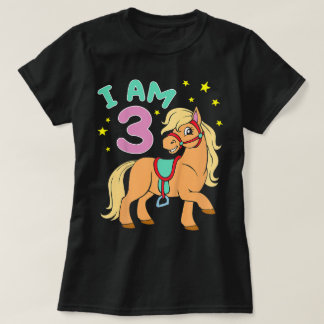 Hästfödelsedag 3 år småbarnsflickor t shirt