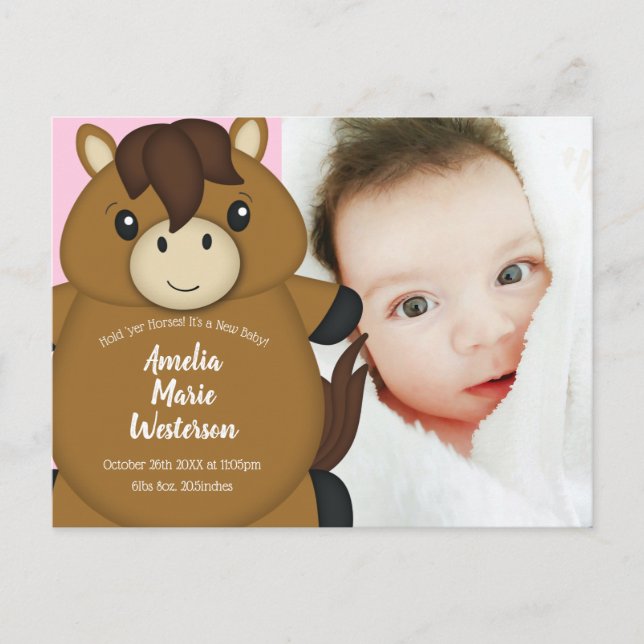 Hästfödelsemeddelande Vykort (Framsida)