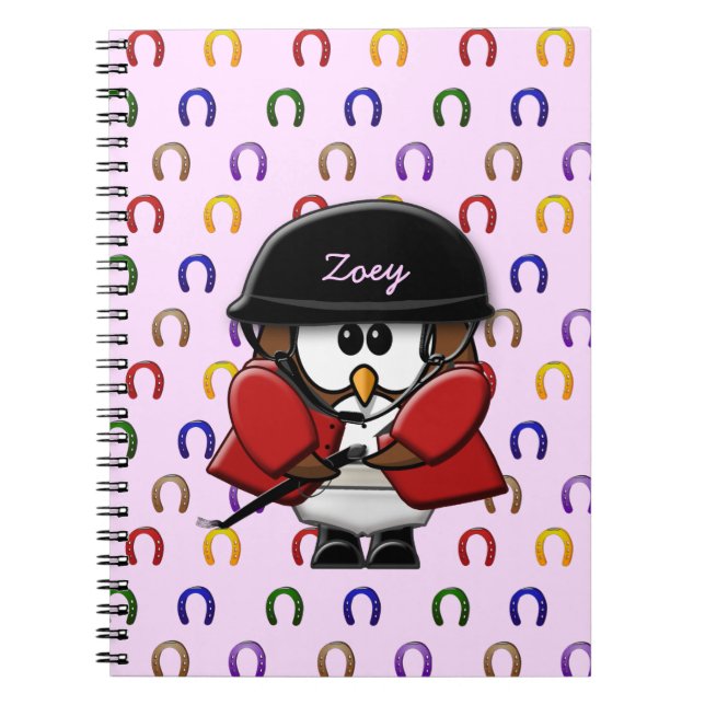 Hästförare uggla anteckningsbok med spiral (Framsidan)