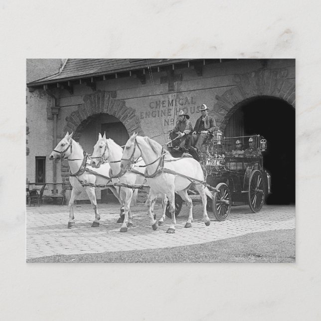 Hästfordralle brandbil, 1922 vykort (Framsida)