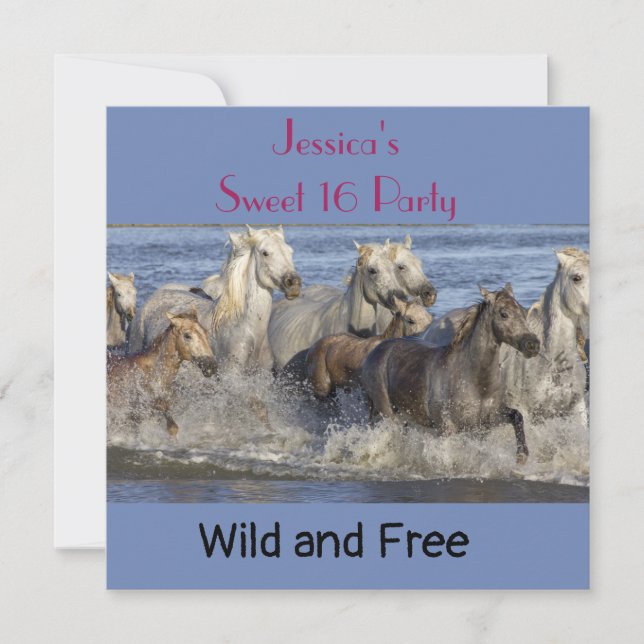 Hästgalloping i vatten inbjudningar (Framsida)