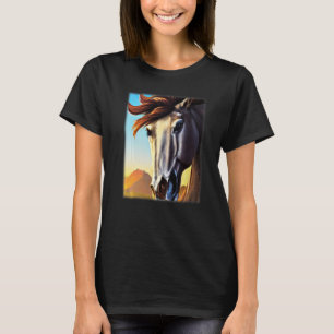 Hästgrafisk utformning Djurmotiv som kör a med r i T Shirt