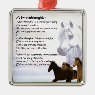 HästGrandaughter dikt Julgransprydnad Metall