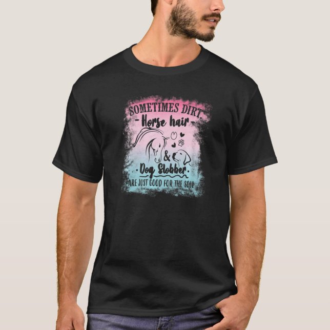 Hästhår & hundsaliv för häst ridning Häst T Shirt (Framsida)