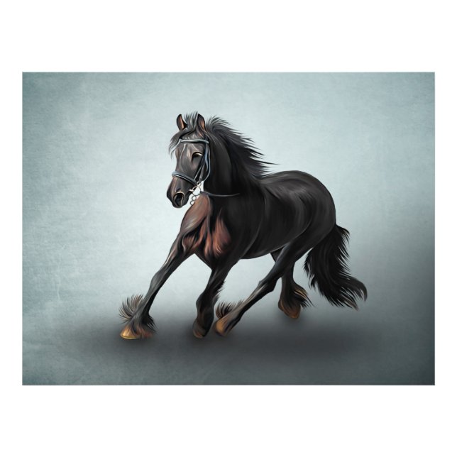 Hästhäst teckning porträtt fototryck (Framsidan)