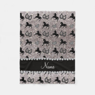 Hästhästar i namn silver glitter fleecefilt