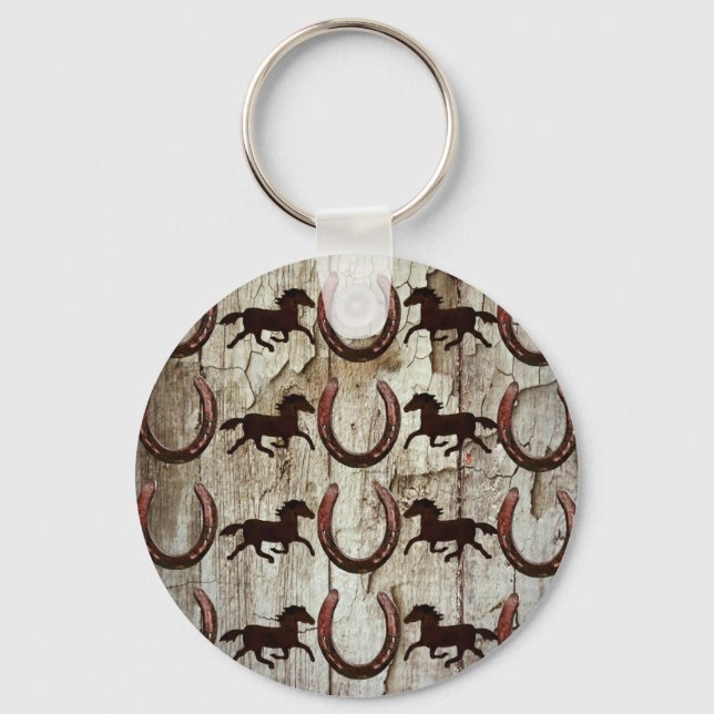 Hästhästar på barn Wood Cowboygåvor Nyckelring (Framsida)