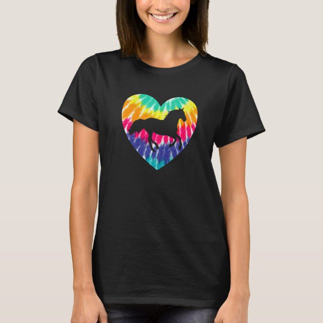 Hästhjärta med Tie Dye-mönster för häst T Shirt (Framsida)