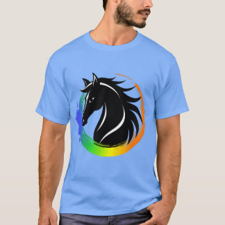Hästhuvud färgad ring lustigt t shirt