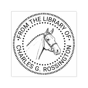Hästhuvud Flätad Maneteckning Biblioteksboknamn Självfärgande Stämpel