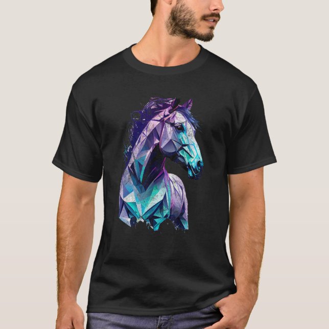 Hästhuvud polygoner Ridhäst T Shirt (Framsida)