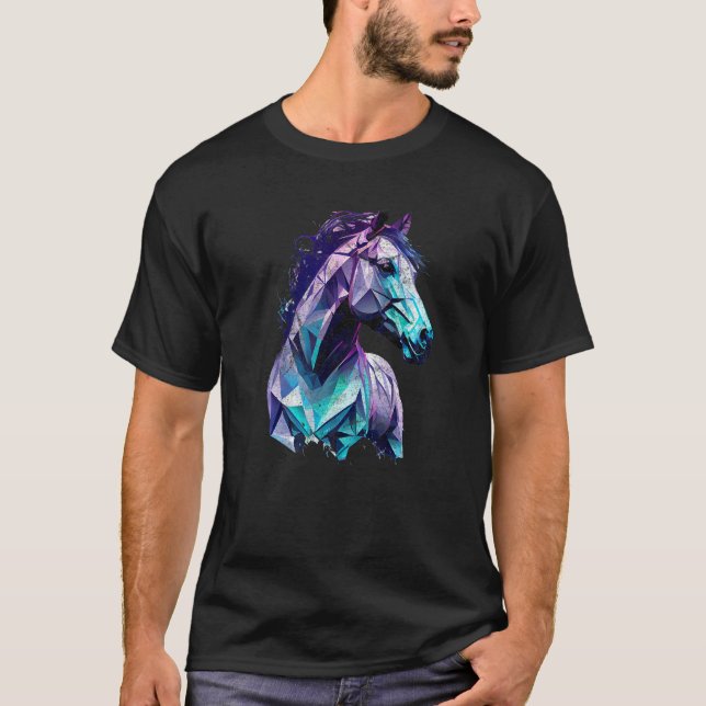 Hästhuvudpolygoner Ridande hästrygg T Shirt (Framsida)