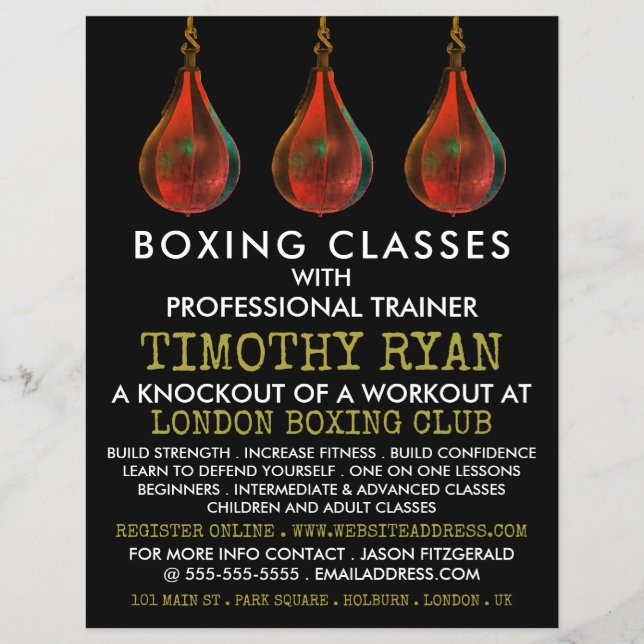 Hastighet, Bollar, antiveringsfälla för boxingklas Reklamblad (Framsidan)